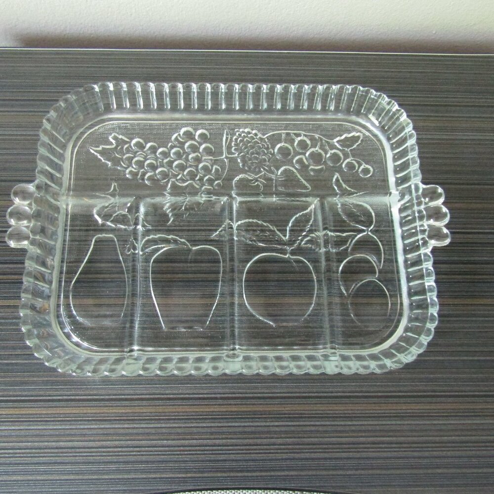 Vintage Glass Fruit Relish Serving Tray